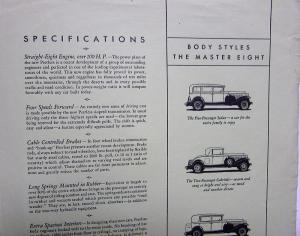 1930 Peerless Master Eight Sales Brochure Sedan Cabriolet Coupe Brougham Orig