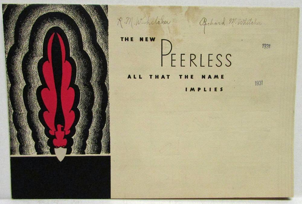 1931 Peerless Eight Custom Master Standard Specifications Sales Folder Original