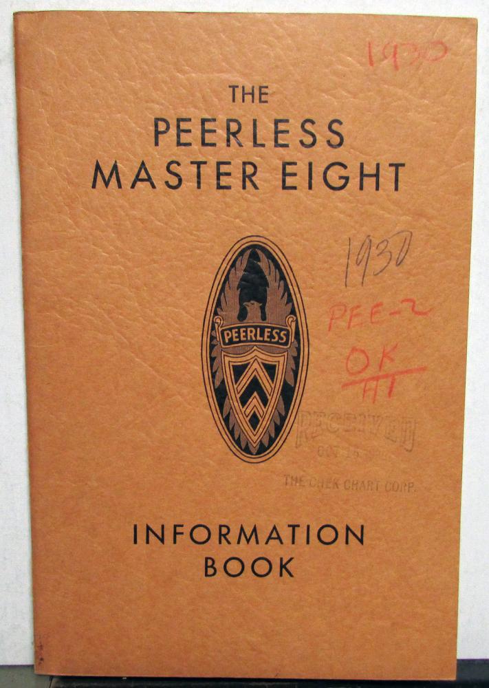 1930-1931 Peerless Master Eight Owners Manual Care and Operation