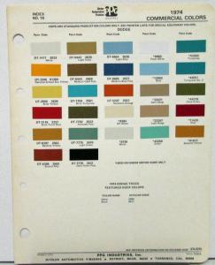 1974 Dodge Truck Commercial PPG Paint Chips Sheet Original