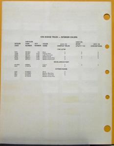 1976 Dodge Truck & Motor Home Commercial Paint Chips By PPG Sheet Original