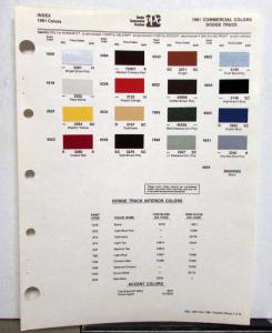 1981 Dodge Truck Color Paint Chips Sheet By PPG Ditzler Original