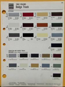 1982 Dodge Truck Color Paint Chips By Martin Senour Paints Sheet Original