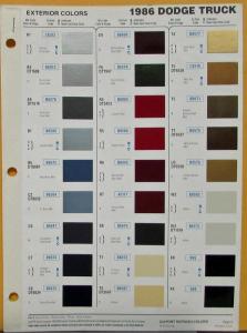 1986 Dodge Truck Color Paint Chips By DuPont Sheet Original