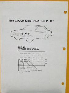 1987 Dodge Truck Color Paint Chips By DuPont Sheet Original