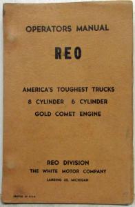 1959 REO Truck 8 and 6 Cylinder Owners Manual Care and Operation Original