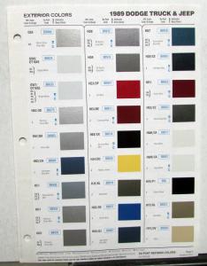 1989 Dodge Truck & Jeep Color Paint Chips By DuPont