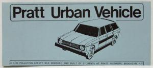 1971 1972 Pratt Urban Vehicle Prototype Subaru Engine Trifold Brochure Leaflet