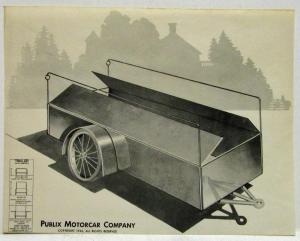 1946 Publix Motorcar Company Trailer Illustration With Dimensions Orig
