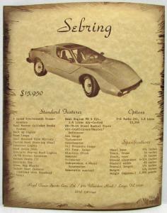 Regal Classic Creighton Mini Mark Sebring Sports Car Sales Brochure Original