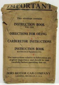 1922-1924 REO Oiling Diagram with Envelope