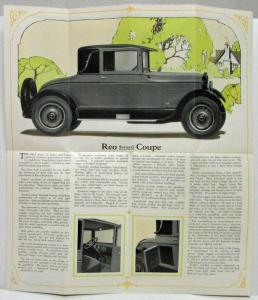 1925 REO Model G Sedan Coupe Specifications Sales Brochure Folder Original