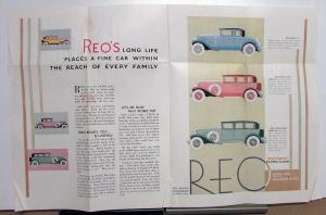 1930 REO Model 15 20 25 Flying Cloud Color Sales Folder Brochure Original