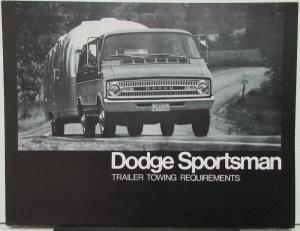 1971 Dodge Sportsman Van Truck Trailer Towing Requirements Sales Folder Original