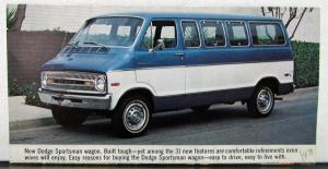 1971 Dodge Sportsman  Wagon Tradesman Van Truck Sales Folder Original