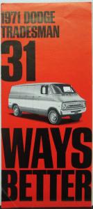 1971 Dodge Tradesman Van Truck 31 Ways Better Sales Folder Original