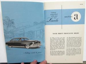 1950 Lincoln Owners Manual Care & Operations Maintenance Original