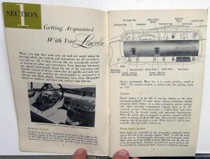 1953 Lincoln Owners Manual Care & Operations Maintenance Original Capri
