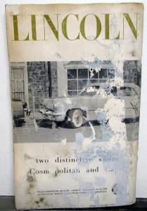 1953 Lincoln Owners Manual Care & Operations Maintenance Original Capri