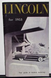 1953 Lincoln Owners Manual Care & Operations Maintenance Reproduction Capri
