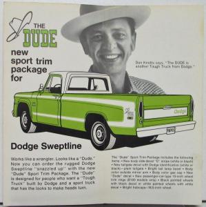 1970 Dodge Sweptline Pickup Truck The Dude Don Knotts Sales Folder Original