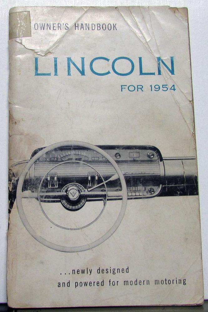 1954 Lincoln Owners Manual Care & Operations Maintenance Original