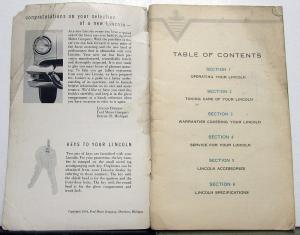 1954 Lincoln Owners Manual Care & Operations Maintenance Original