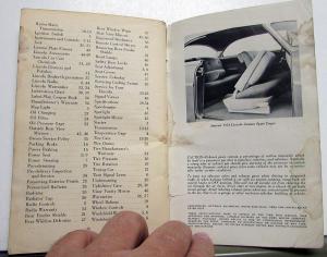 1954 Lincoln Owners Manual Care & Operations Maintenance Original