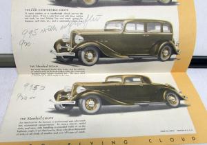 1933 REO Flying Cloud Elite & Standard Coupe Sedan Mailer Sales Folder Original