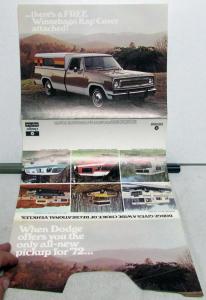 1972 Dodge Pickup With Winnebago Kap Cover Color Sales Folder Die Cut Cover Orig