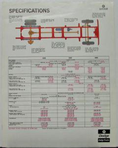 1972 Dodge Medium Duty Trucks D 500 600 800 Models Data Sheet With Specs Orig