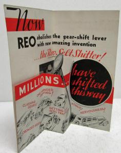1934 REO Self Shifter 3 D Pop-up Die Cut Sales Brochure Original