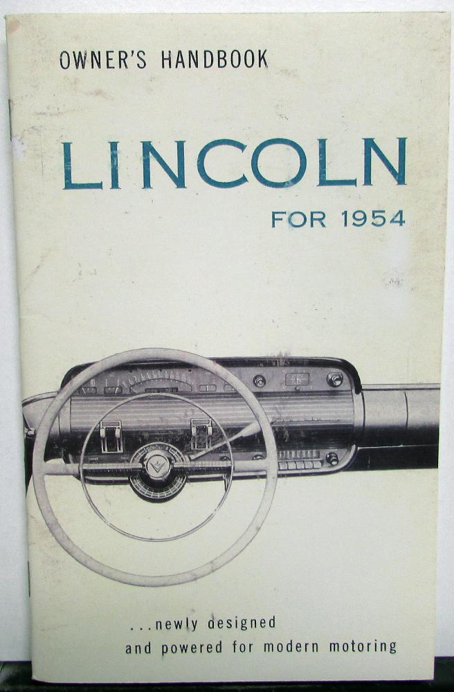 1954 Lincoln Owners Manual Care & Operations Maintenance Reproduction