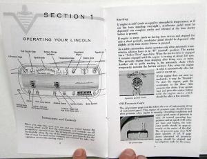 1954 Lincoln Owners Manual Care & Operations Maintenance Reproduction