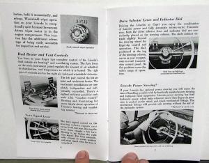 1954 Lincoln Owners Manual Care & Operations Maintenance Reproduction