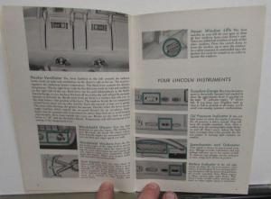 1956 Lincoln Owners Manual Care & Operations Maintenance Original