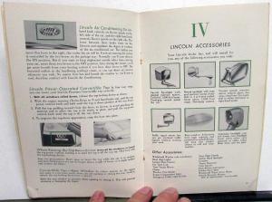 1956 Lincoln Owners Manual Care & Operations Maintenance Original