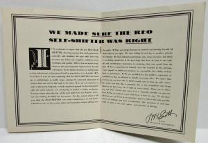1934 REO Self Shifter Promotional Sales Brochure PROOF Testimonials Original