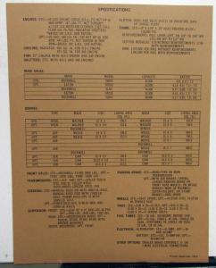 1973 Dodge Truck CT900 Chassis Cab Data Spec Sheet Original