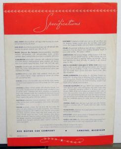 1936 REO Flying Cloud Six Color Sales Brochure Folder Specifications Original