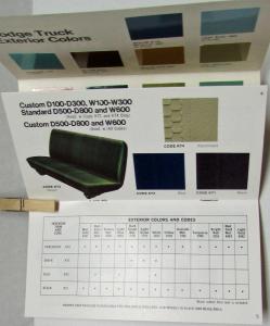 1974 Dodge Truck Color And Upholstery Selector Sales Brochure Original