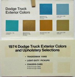 1974 Dodge Truck Color And Upholstery Selector Sales Brochure Original