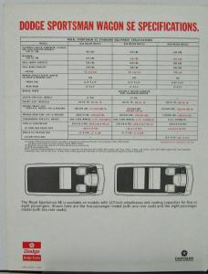 1974 Dodge Royal Sportsman SE Wagon Data Sheet Color Original On Cardstock
