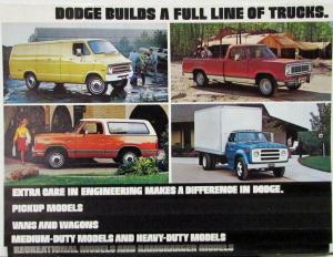 1975 Dodge Full Line Truck Color Sales Brochure Pickup Van Wagon Ramcharger Rec