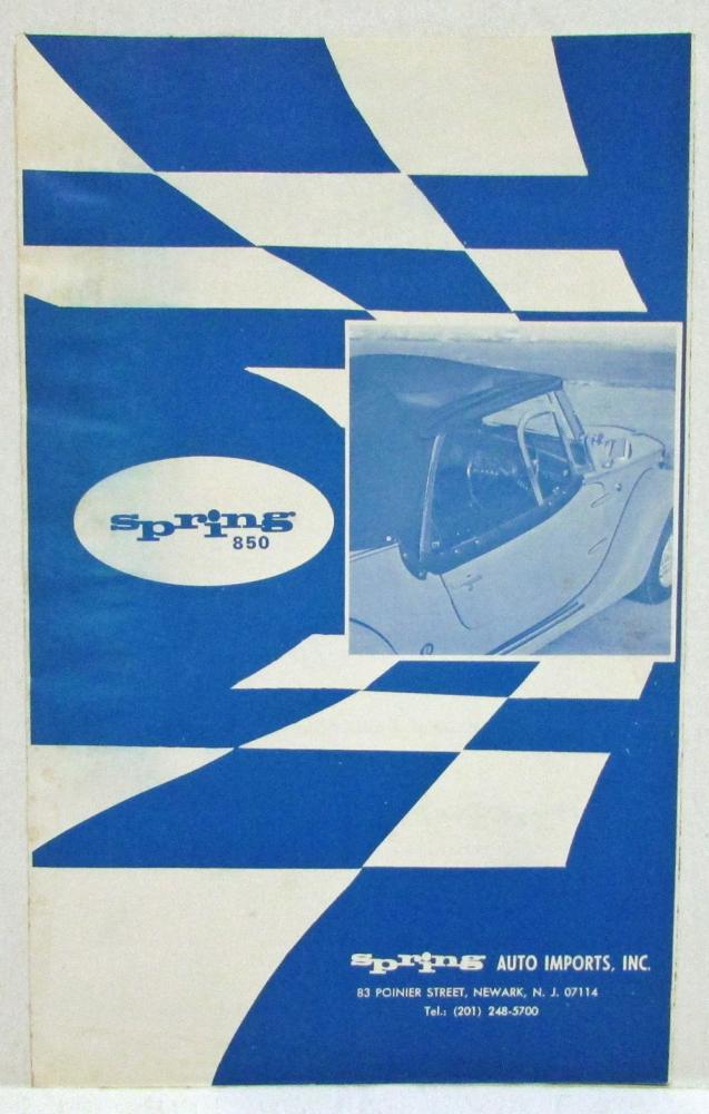 1960 Thru 1965 Spring 850 Auto Sportive Kit Car Sales Folder With Technical Data