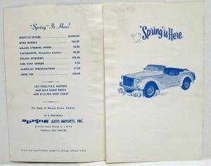 1960 Thru 1965 Spring 850 Auto Sportive Kit Car Sales Folder With Technical Data