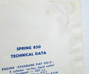 1960 Thru 1965 Spring 850 Auto Sportive Kit Car Sales Folder With Technical Data