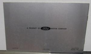 1964 Lincoln Continental Maintenance Log Factory Recommended Dealer Service