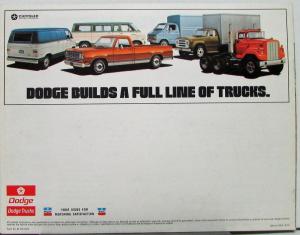 1975 Dodge Tradesman Vans Color Sales Brochure Original