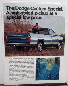 1975 Dodge D100 D200 Custom Special Pickup Truck Color Data Sheet Original